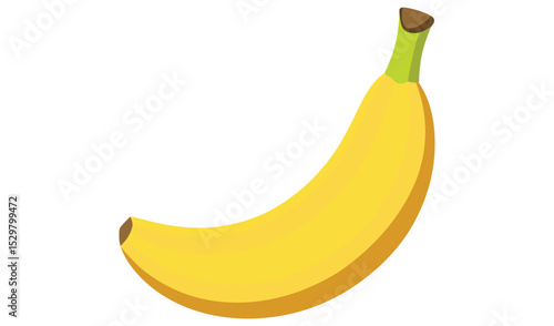 Single ripe yellow banana isolated on white