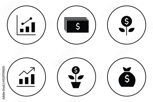 money icon set. containing cash, saving, wallet, transfer, withdraw icons. dollar money outline icon. finance symbol .