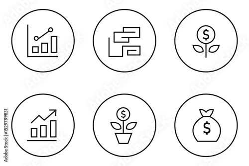 money icon set. containing cash, saving, wallet, transfer, withdraw icons. dollar money outline icon. finance symbol .
