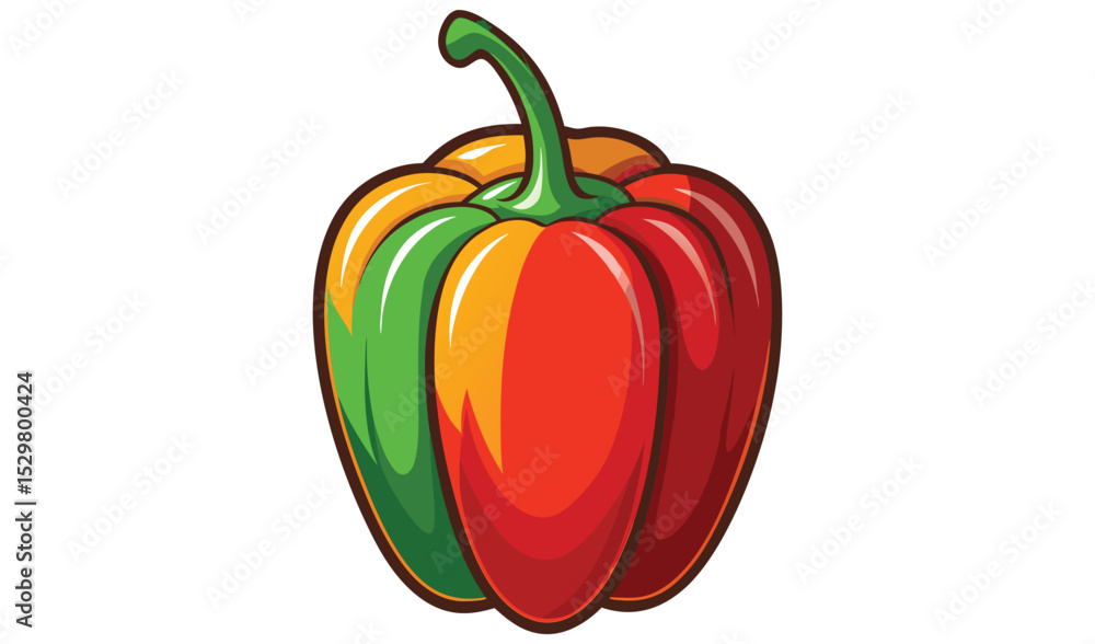 Vibrant tri color bell pepper illustration Vibrant tri color bell pepper illustration