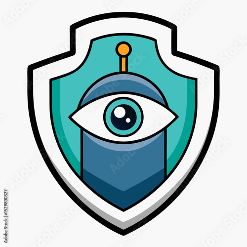 Shield with eye and antenna symbol security protection