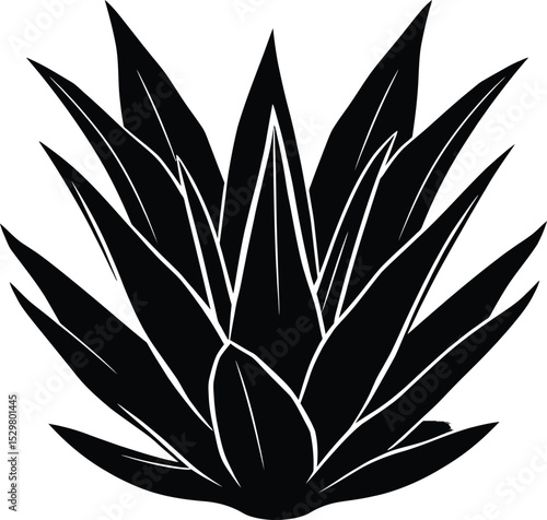 Agave Plant Silhouette Icon For Vector Illustration