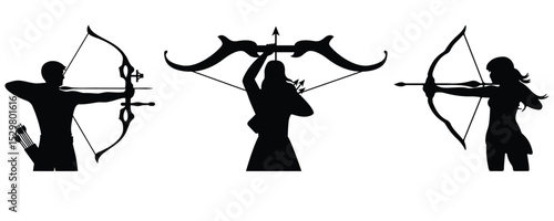 set of archery silhouette