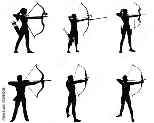 set of archery silhouette