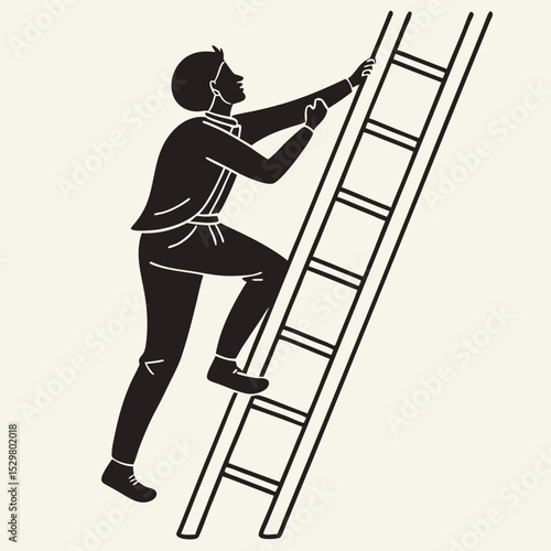 Person climbing ladder striving for success ambition goals