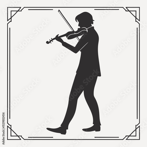 Elegant silhouette of violinist performing classical music
