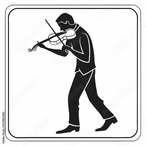 Silhouette of a man playing the violin musical instrument