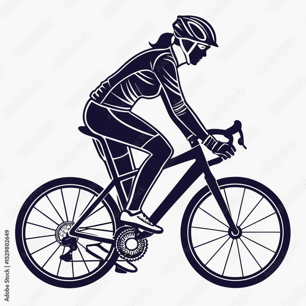 Obraz premium Woman cyclist riding road bike athletic female bicycle sport fitness