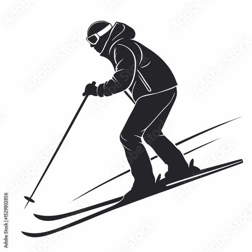 Skier silhouette downhill skiing winter sports snow mountain