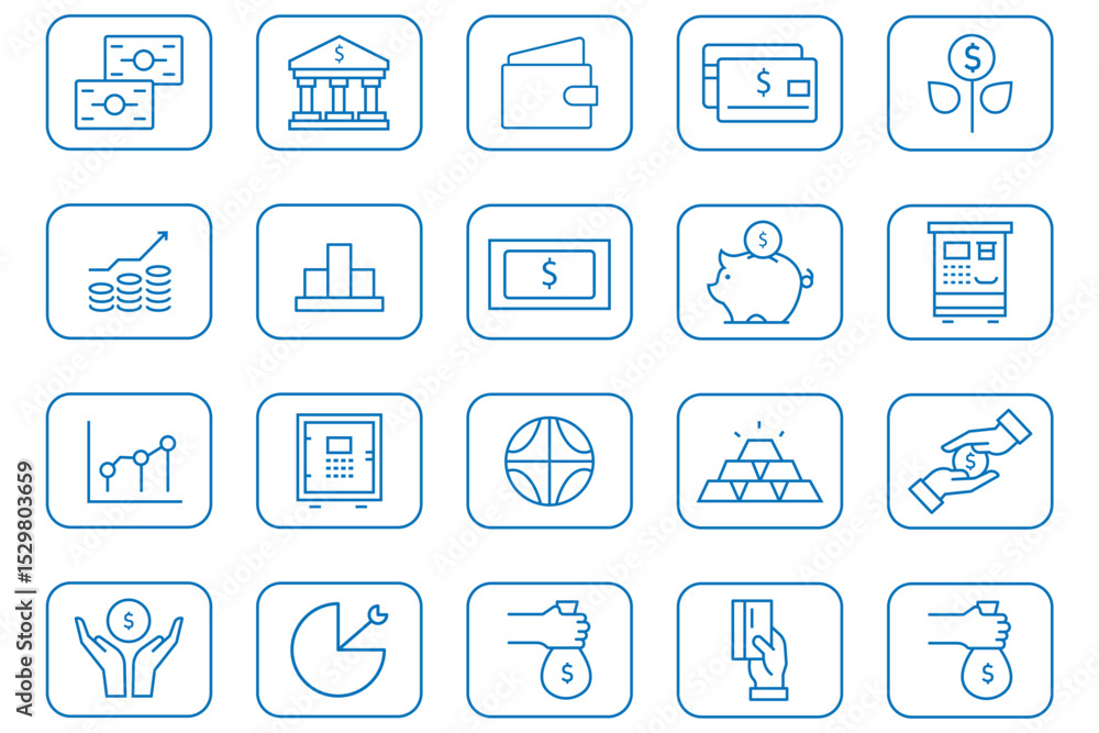money icon set. big set of money icon. Financial Income line icon set. Money income linear icon collection. money icon set. big set of money icon. Financial Income line icon set. Money income linear icon collection.