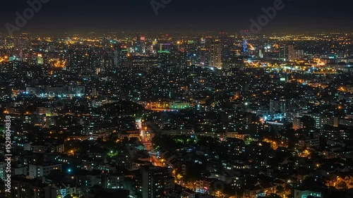 Wallpaper Mural Nightscape aerial view of illuminated metropolis with vibrant city lights panorama Torontodigital.ca