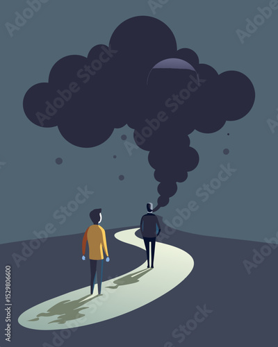 It was as if a dark cloud followed them wherever they went exuding a poisonous aura that left a trail of unease in its wake.. Vector illustration