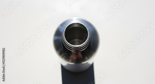 Glossy thermos bottle with cap removed