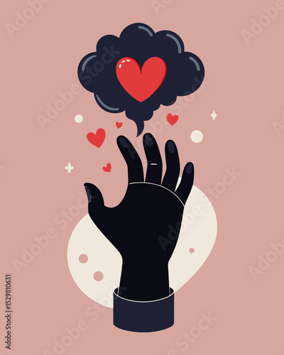 Every thought and emotion was under the dark hands grasp unable to break free from its hold.. Vector illustration