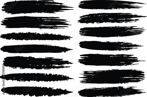 Paint grunge backgrounds, brushstrokes set on a white background
