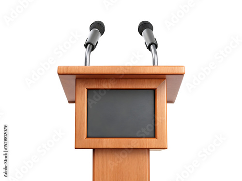 Wallpaper Mural Wooden podium with two microphones isolated on a white background png ai generated Torontodigital.ca