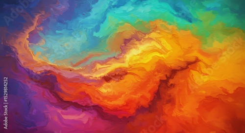 Colorful Abstract Oil Painting with Fluid Brushstrokes