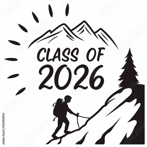 Class of 2026 mountain climber graduation design