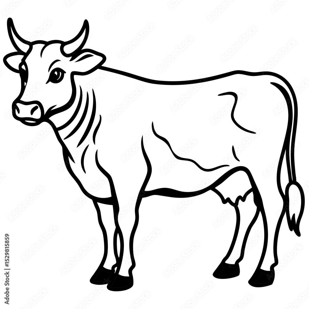 Minimalist Cattle Vector on White Background Minimalist Cattle Vector on White Background