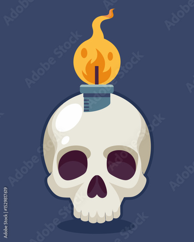 The flickering gaslight within my skull was a reminder of the constant battle between logic and emotion in my brain.. Vector illustration