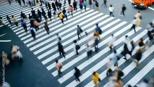 Wallpaper Mural People Crossing Zebra Crossing in Urban City Torontodigital.ca
