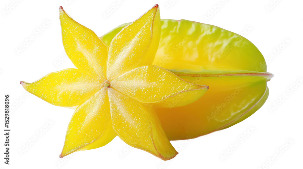 Fototapeta premium Vibrant Starfruit on a Bright Background, png element with transparency
