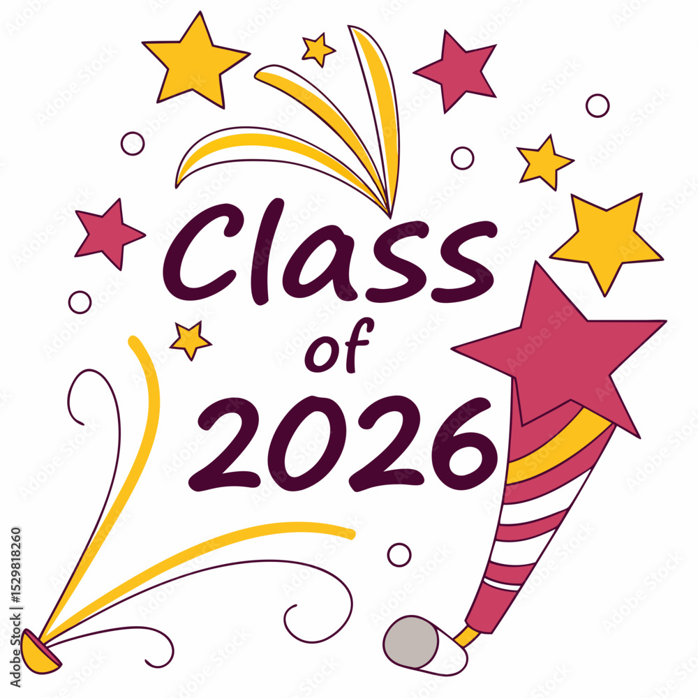 Obraz premium Class of 2026 graduation celebration design stars fireworks