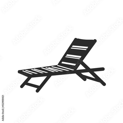 Black silhouette of a beach lounger on a transparent background