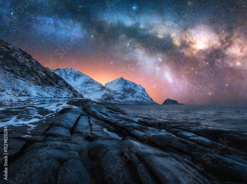 Night starry sky with glowi...