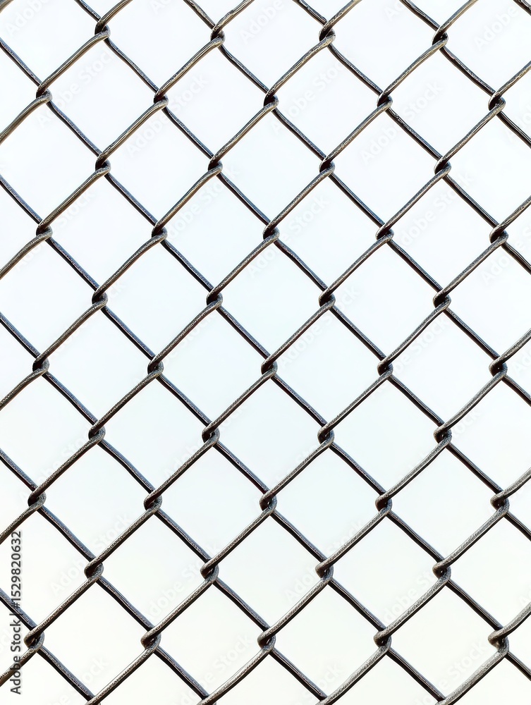 Fototapeta premium A chain link fence with a white background
