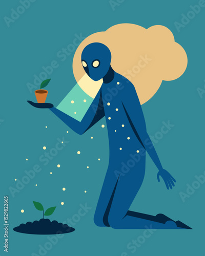 An ethereal figure that only appears when you are alone planting seeds of doubt and convincing you that you are the problem in all your relationships.. Vector illustration
