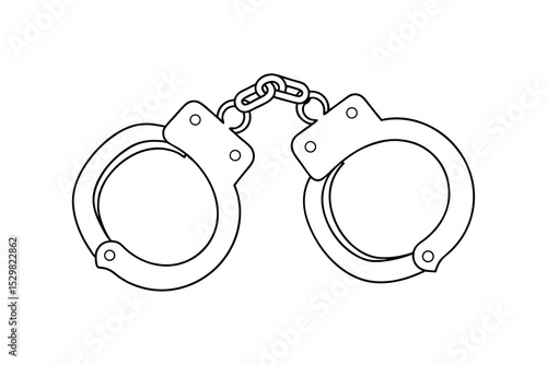 Handcuffs line drawing illustration police arrest crime justice