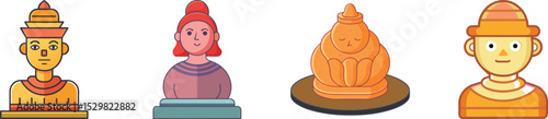 Flat Clay Sculpture Illustration Handmade Pottery and Ceramic Art Design