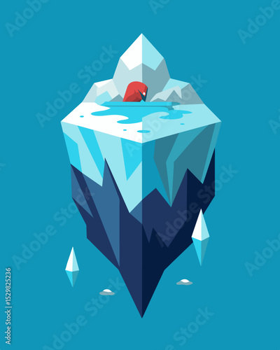 The iceberg seemed small but the vast depths of emotion hidden within it were practically bottomless.. Vector illustration