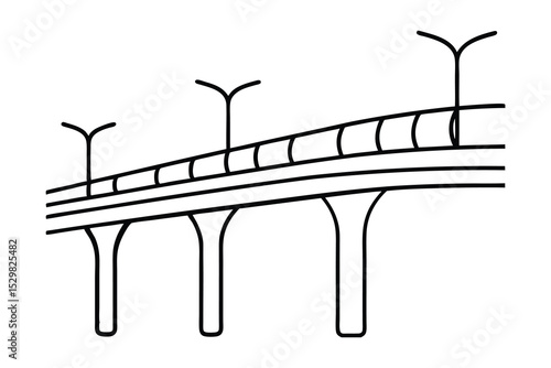 Highway overpass line drawing illustration design