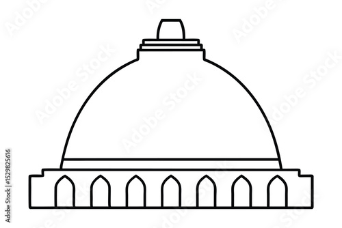 Ruwanwelisaya sri lanka buddhist stupa line drawing illustration