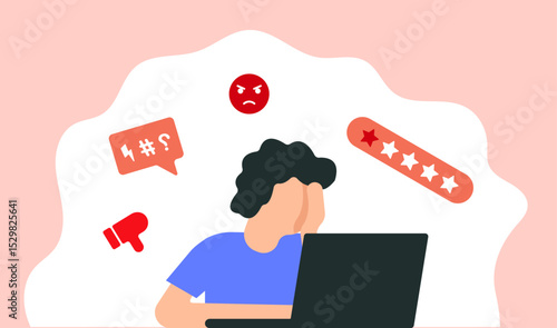 Online social media trolling and hate messages reviews illustration