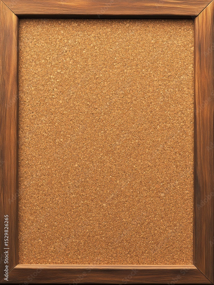 Fototapeta premium Empty cork bulletin board in wooden frame for office school or home workspace