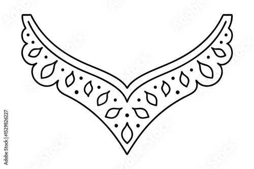 Ornamental neckline design line drawing fashion illustration