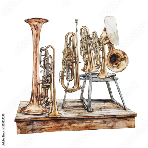 Instrument Stand, watercolor painting vector, isolated on a white background.