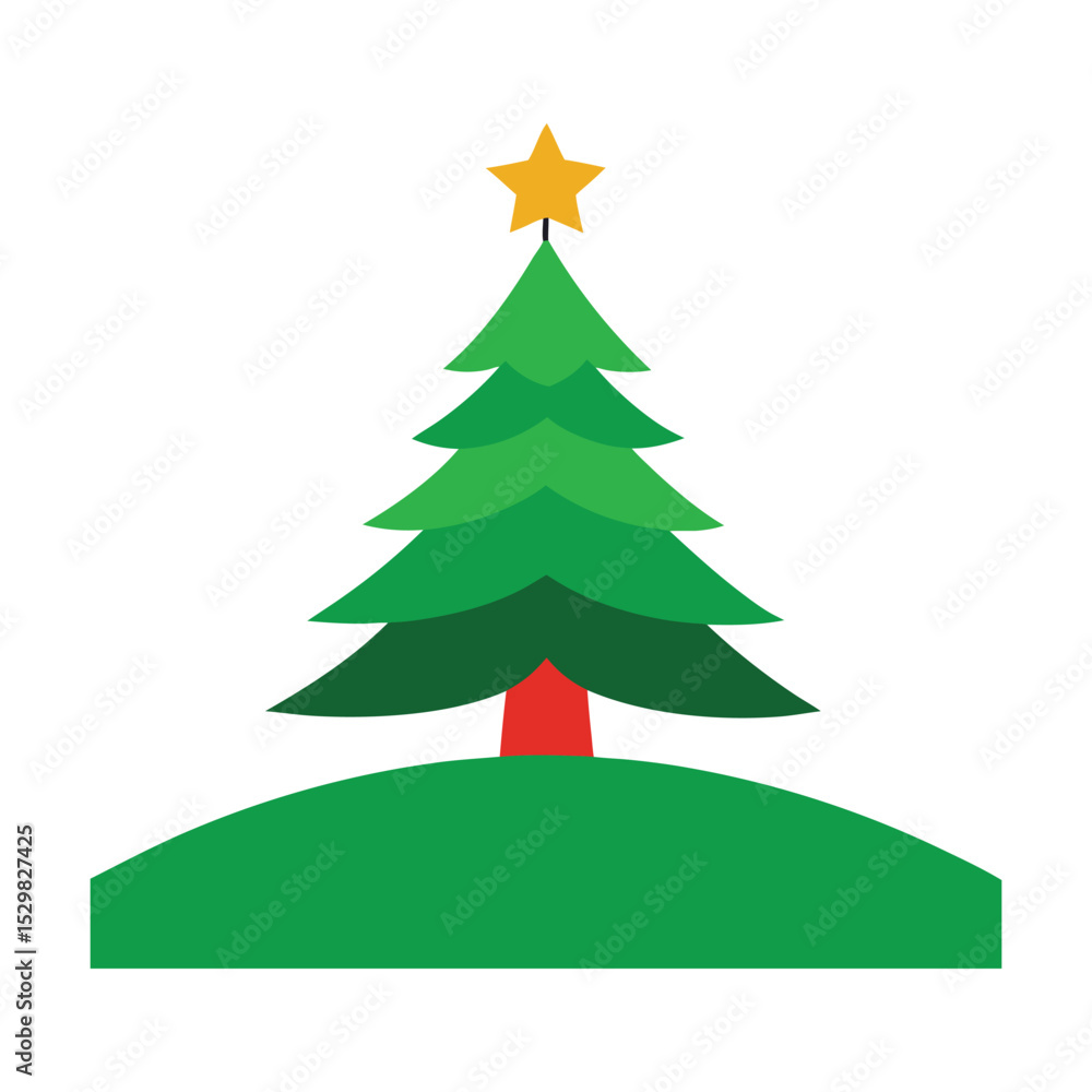Obraz premium Christmas tree on a hill vector