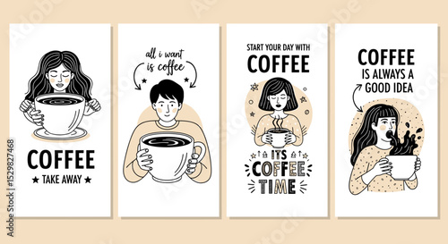 Coffee Posters: A captivating collection of coffee-themed posters. Each poster offers a unique perspective on coffee culture and enjoyment. Featuring minimalist design.