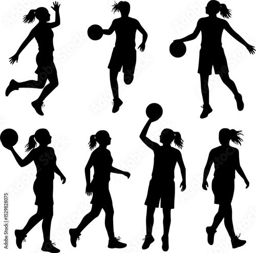 Basketball female silhouettes. vector images of female basketball silhouettes. EPS 10 version.