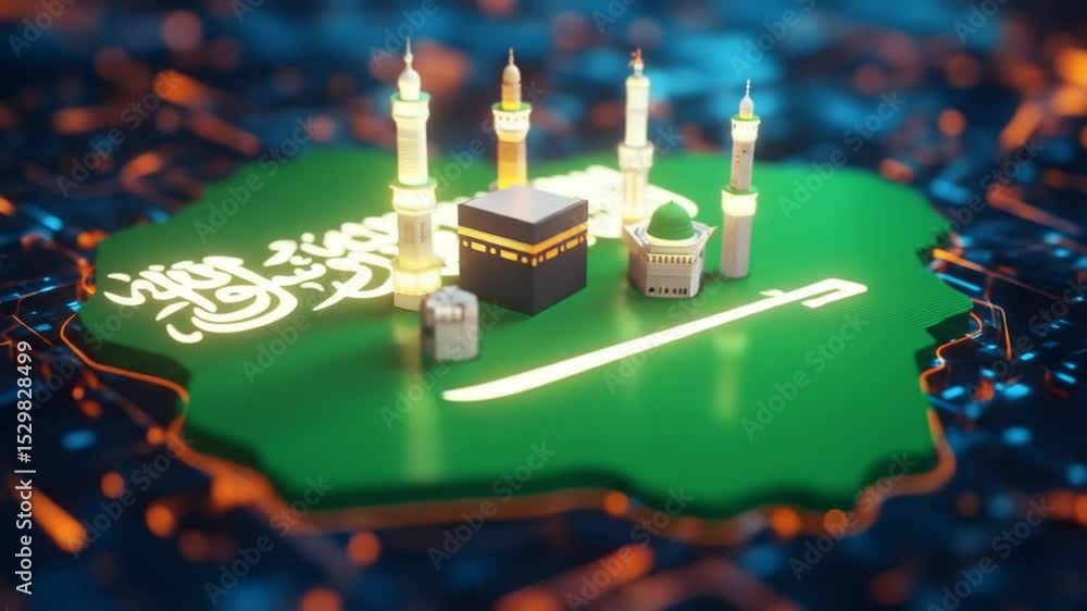 custom made wallpaper toronto digitalSaudi Arabia Country Location Glowing 3D Pin and Futuristic Building Landscape