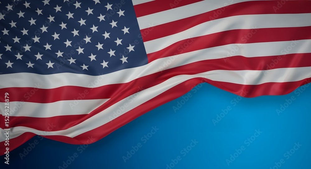 Fototapeta premium American Flag Draped Patriotic Symbol of Freedom and Unity