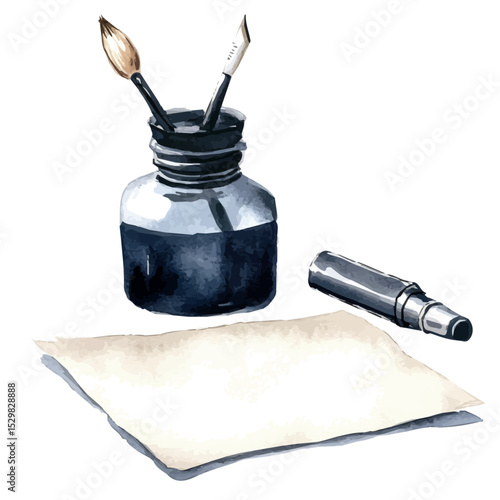 watercolor of Ink  Toner, vector, isolated on a white background.