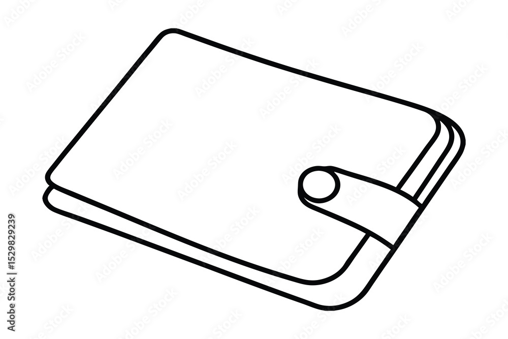 Simple line drawing of a closed wallet Simple line drawing of a closed wallet