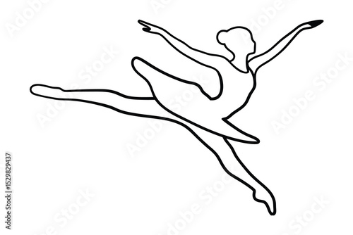 Elegant ballerina line drawing graceful pose ballet dance