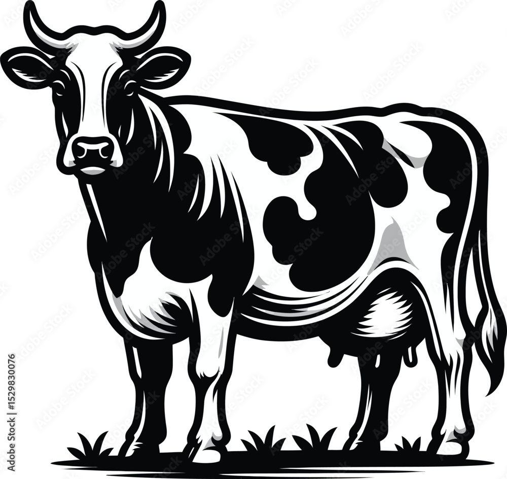Fototapeta premium a vector illustrsion a Cow solid color with white background