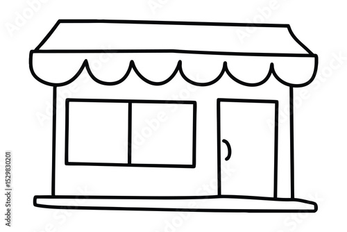 Wallpaper Mural Simple line drawing of a small shop building Torontodigital.ca